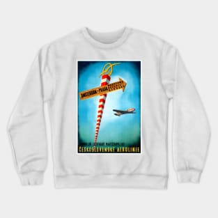 Vintage Travel Poster Czechoslovakia Amsterdam Praha Crewneck Sweatshirt